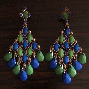 Statement Green and Blue Earrings